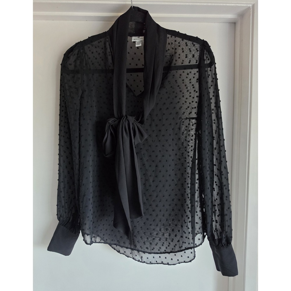 Altuzarra x Target Blouse XS Black Polka Dot Bow Sheer Top Shirt Classic